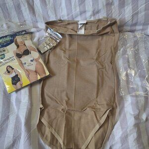 Nude Shapewear Bodysuit With Straps Size XL Tummy Control Thong Body Shaper